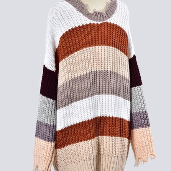 Tunic Multi Color Block Sweater - RUST - Picture 5 of 5